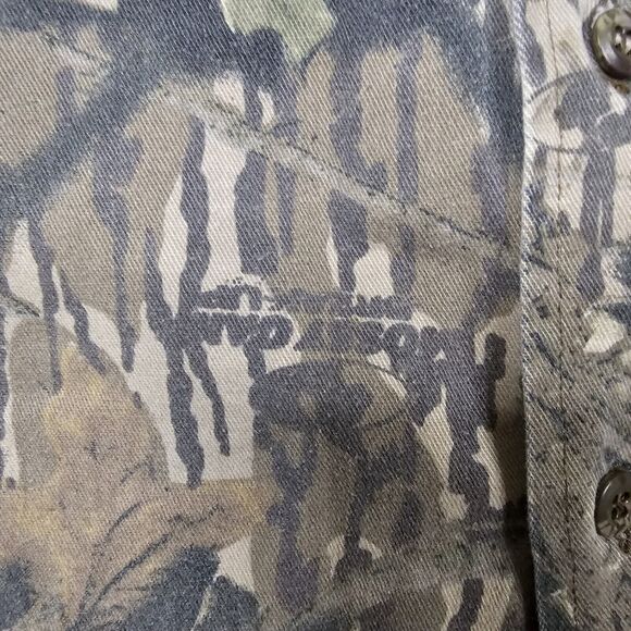 Mossy Oak Camo Safari Shirt XL Work Outdoors Realtree Hunting Grunge Y2K Twill - Picture 7 of 12